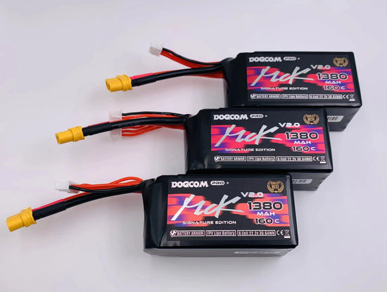 X 3 Combo Pack Lipo Dogcom 1380MAH 6S 160C - MCK V2 Signature Edition